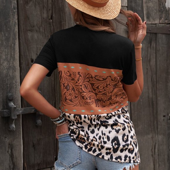 π New Leopard Color Block Top - Picture 8 of 9